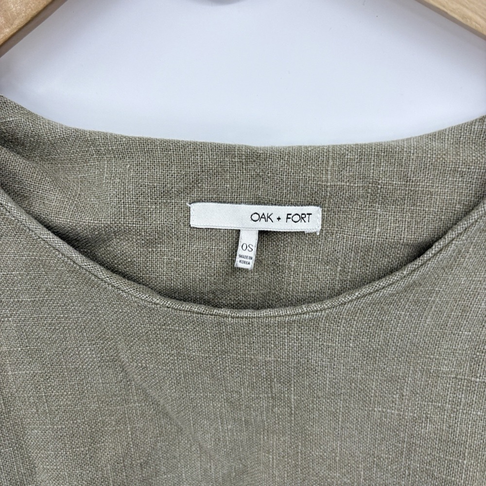 Oak Fort Linen Kaftan Dress Women One Size Lagenlook Oversized Scandi Minimalist - Picture 3 of 9